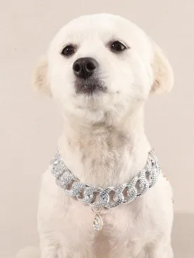 1pc Rhinestone Decor Pet Necklace
