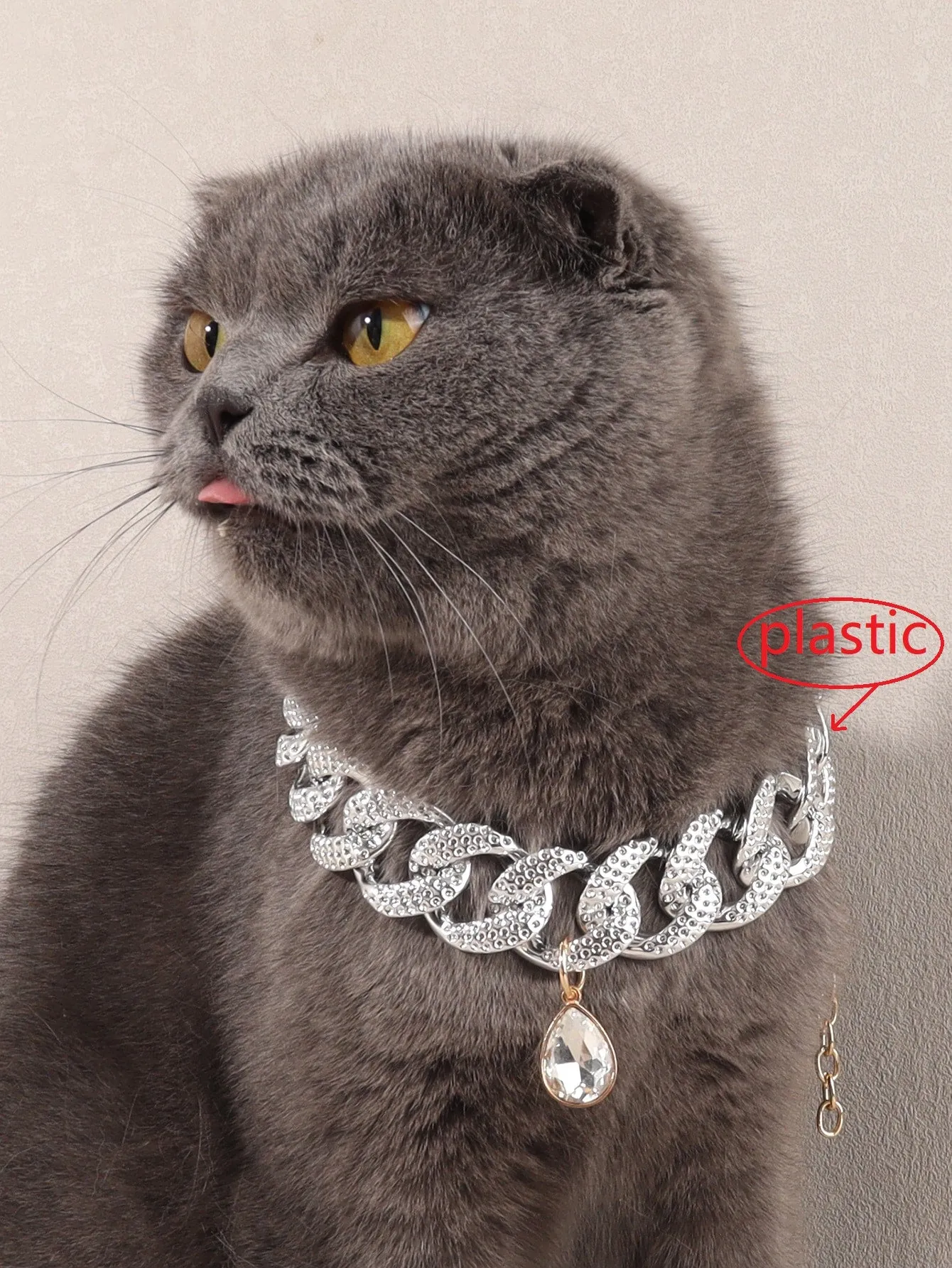 1pc Rhinestone Decor Pet Necklace