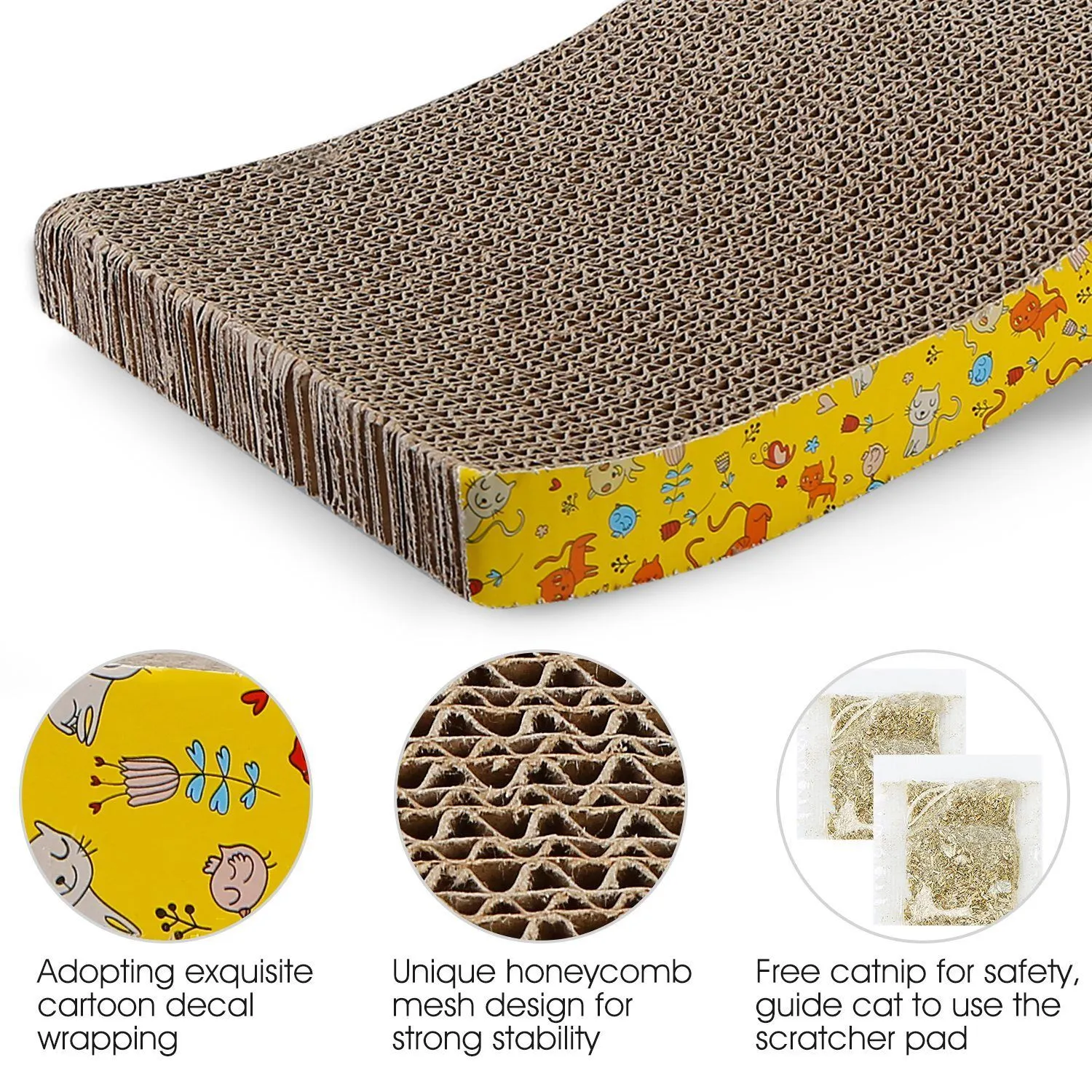 2-Piece: Cardboard S-shaped Curve Cat Scratching Pad