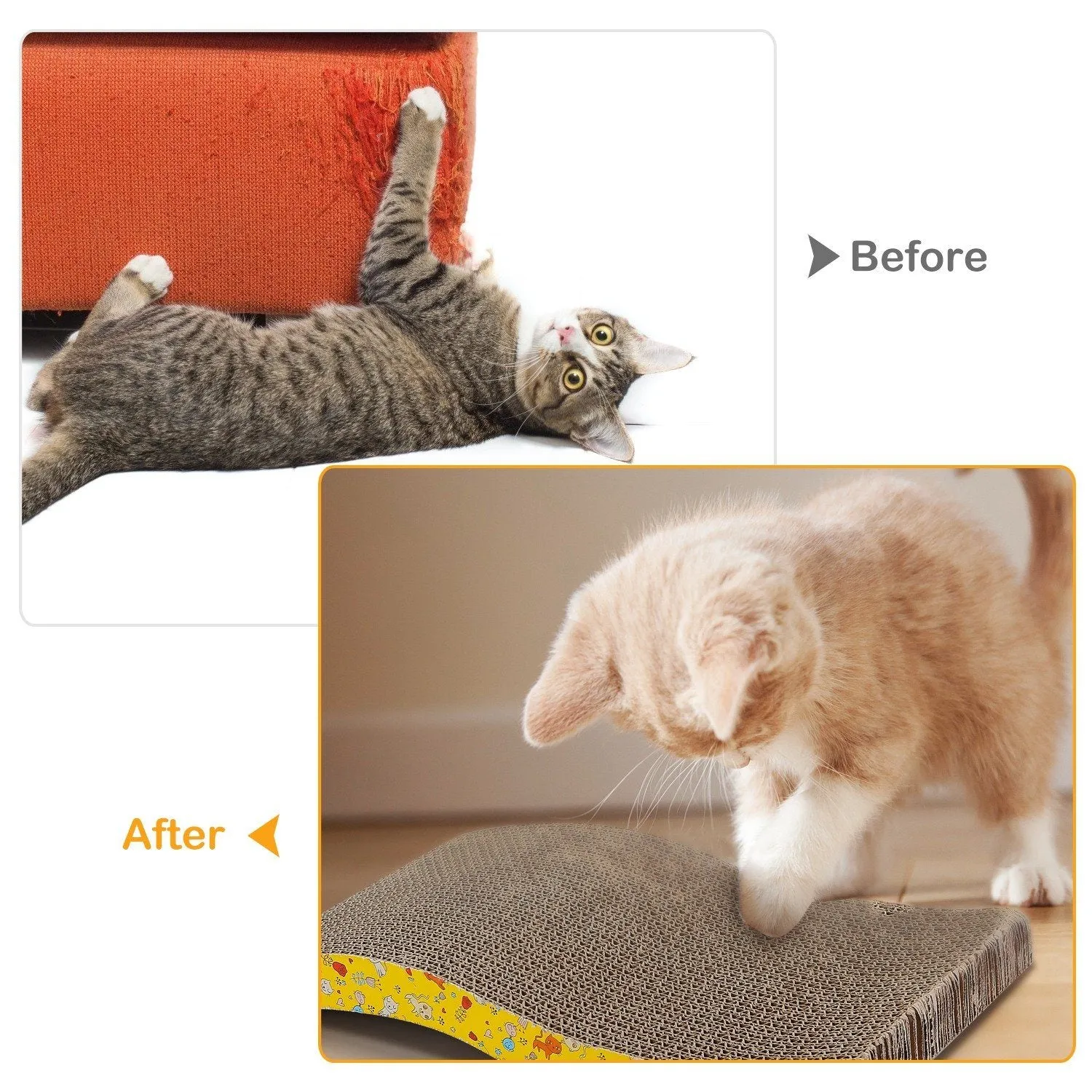 2-Piece: Cardboard S-shaped Curve Cat Scratching Pad