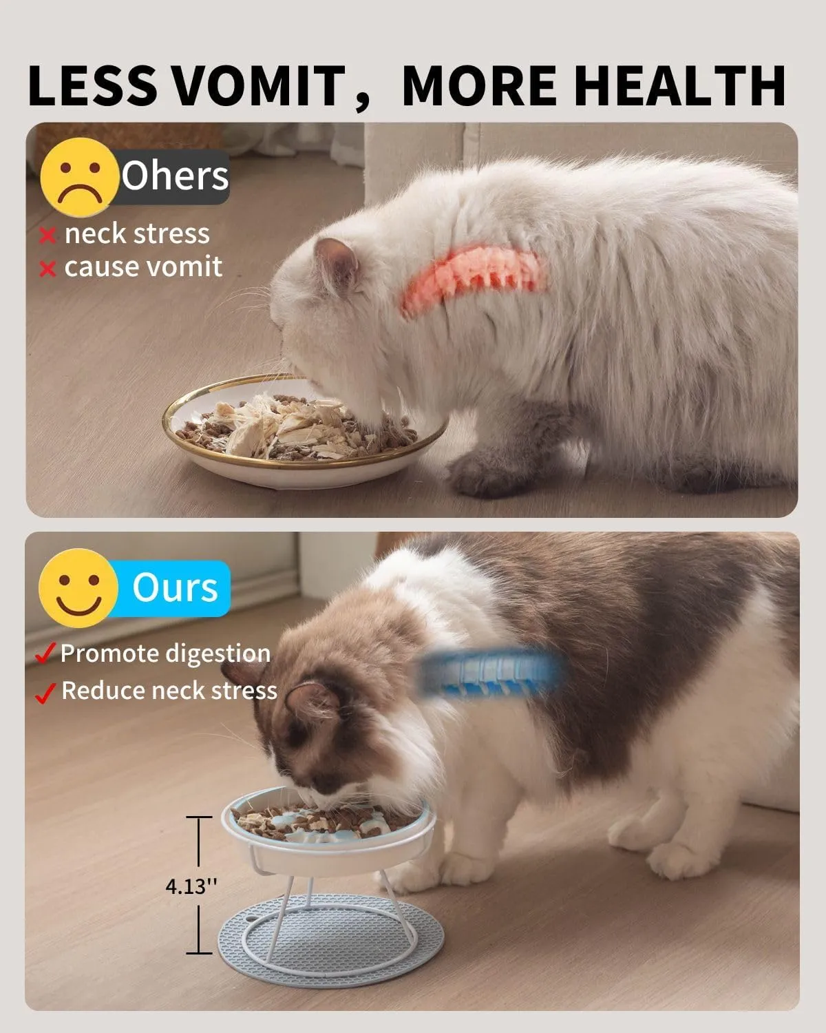 2PCS Ceramic Cat Slow Food Bowl for Wet and Dry Food, Elevated Design, Prevents Vomiting and Obesity, Raised Cat Puzzle Bowl, Stress-Free Slow Food Plate, Backflow Prevention, for Cats and Small Dog