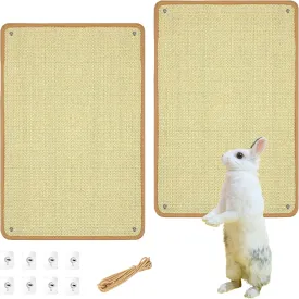 2PCS Rabbit Scratching Pads Natural Sisal Bunny Scratching Pads for Claw & Teeth Care with Hole Punching Process, 16x12 in