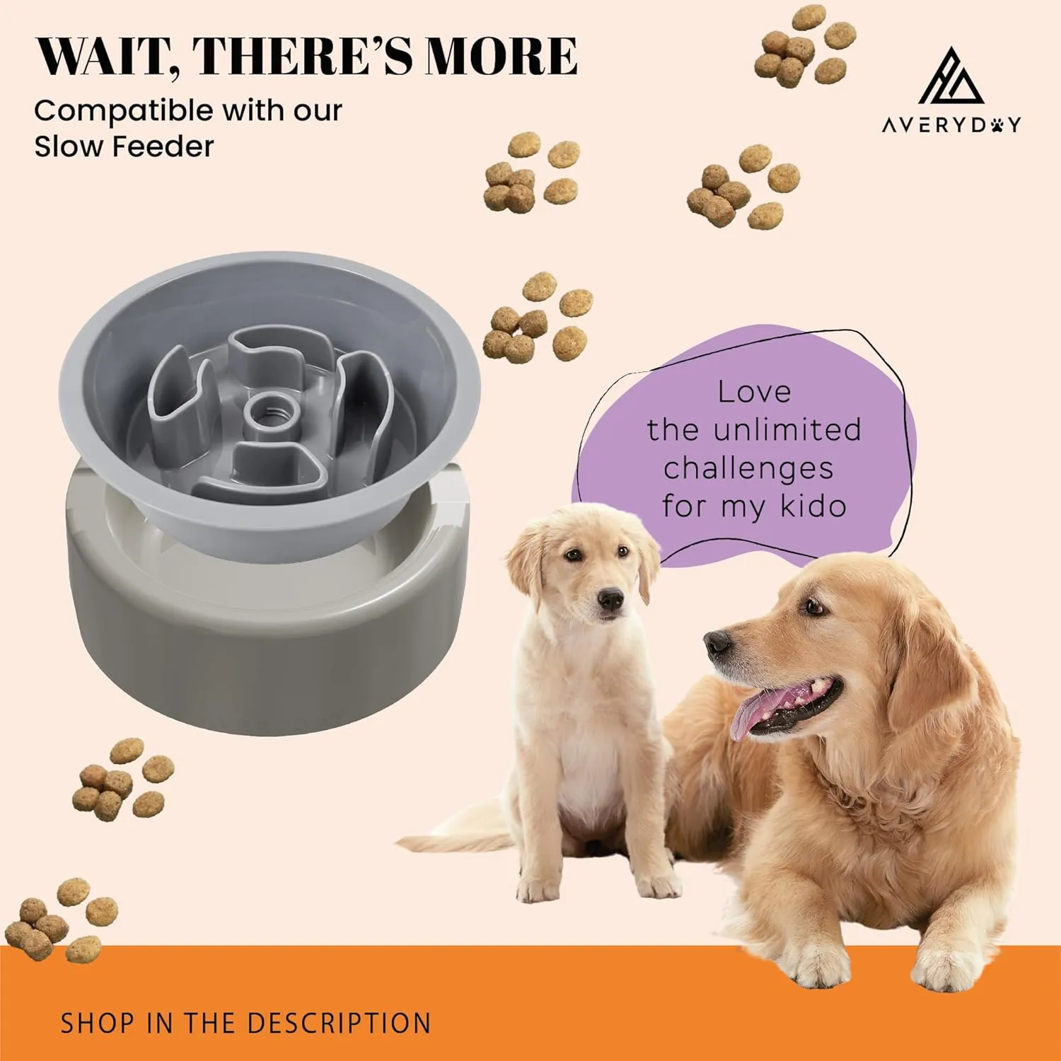 3-in-1 Slow Feeder Dog Bowls for Large Breed, Interchangeable Puzzle Feeders Insert, Anti-Slip Spiral Maze Pet Wet Dry Raw Food Dish to Slow Down Eating, Fits Small Medium Large Dogs