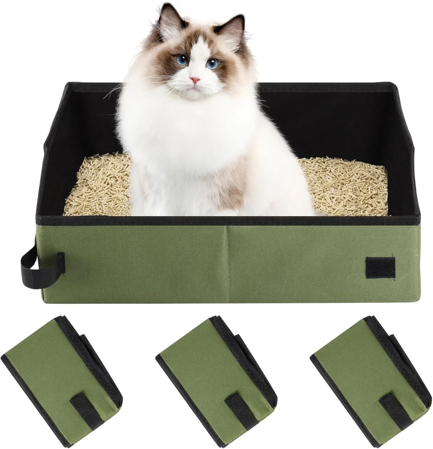 3 Pcs Collapsible Cat Litter Box Portable Foldable Litter Box Waterproof Travel Toilet Waste Carrier for Pet Small Rabbit Guinea Pig Cat