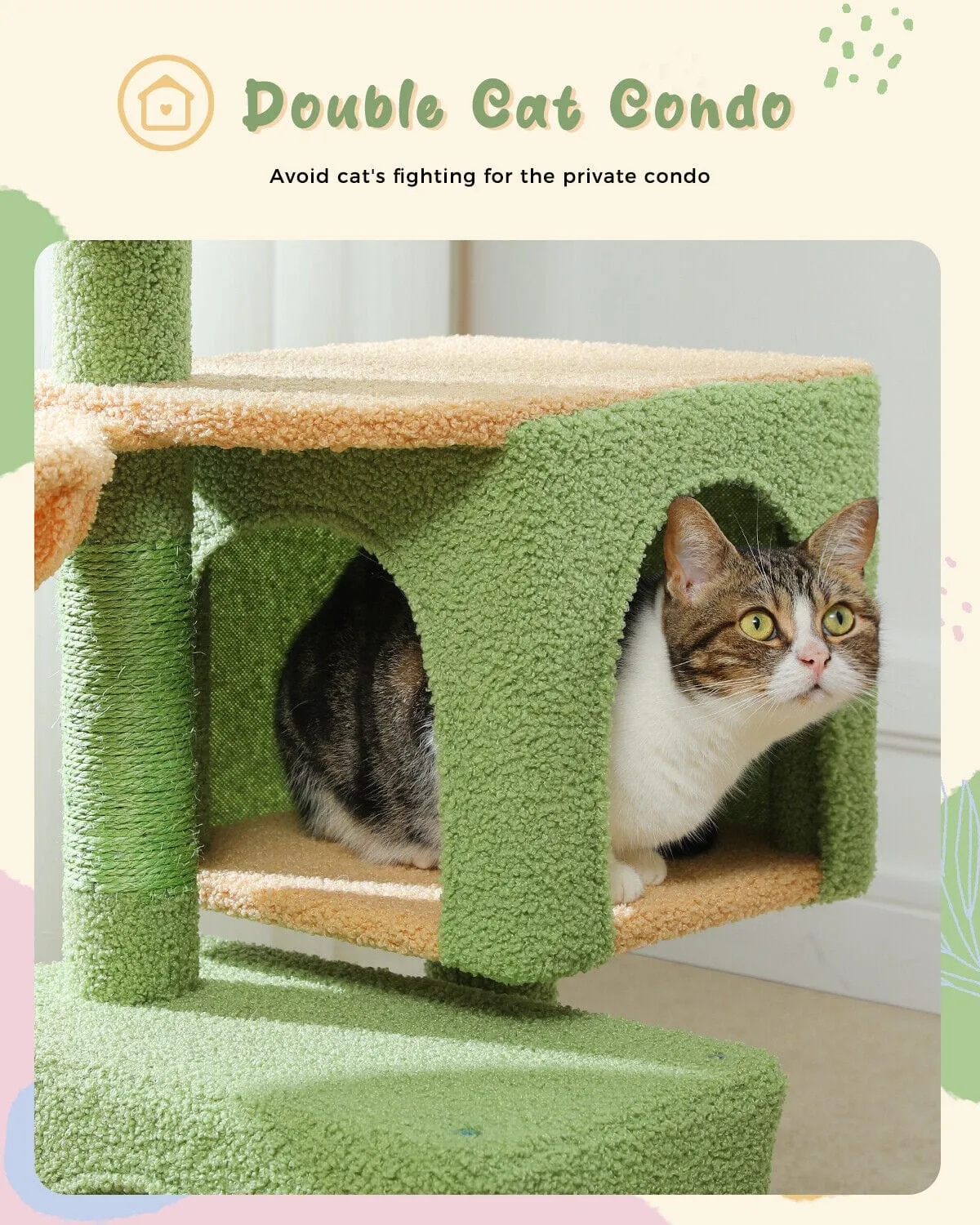 43.3" Tropical Cat Scratching Tree Condo