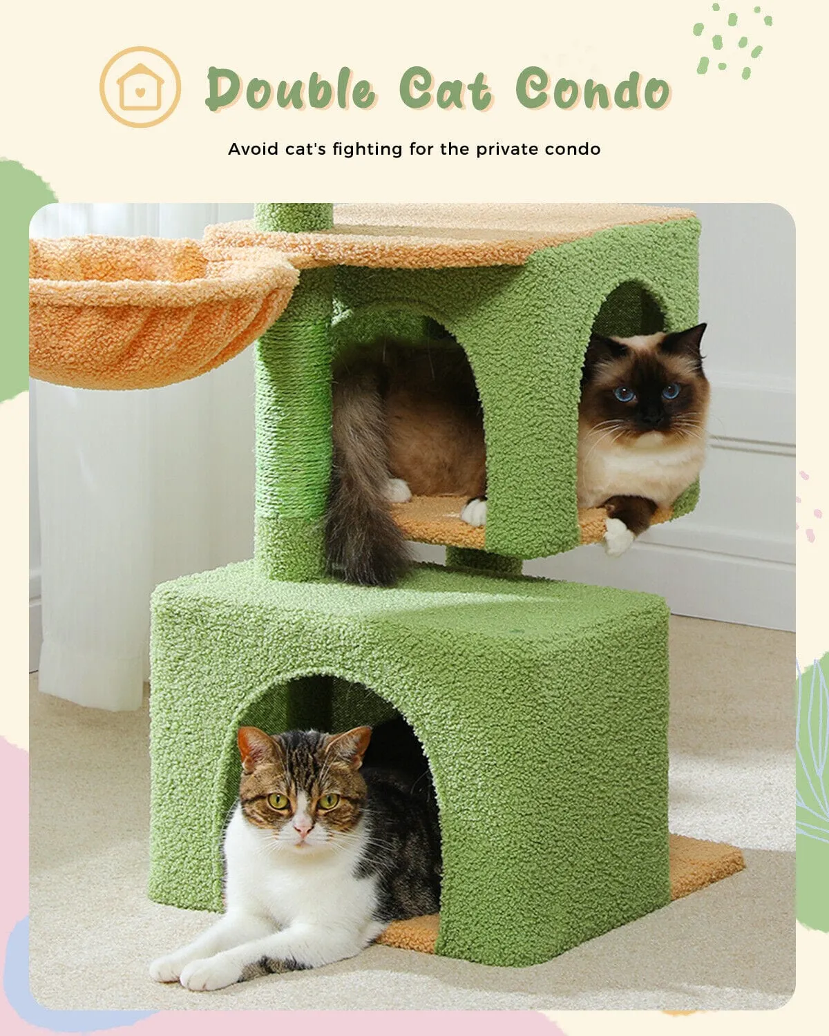 43.3" Tropical Cat Scratching Tree Condo