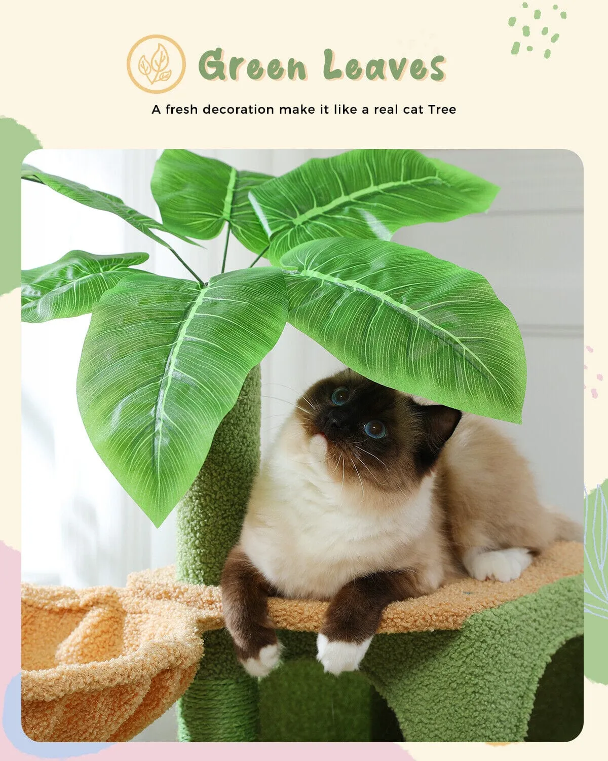 43.3" Tropical Cat Scratching Tree Condo