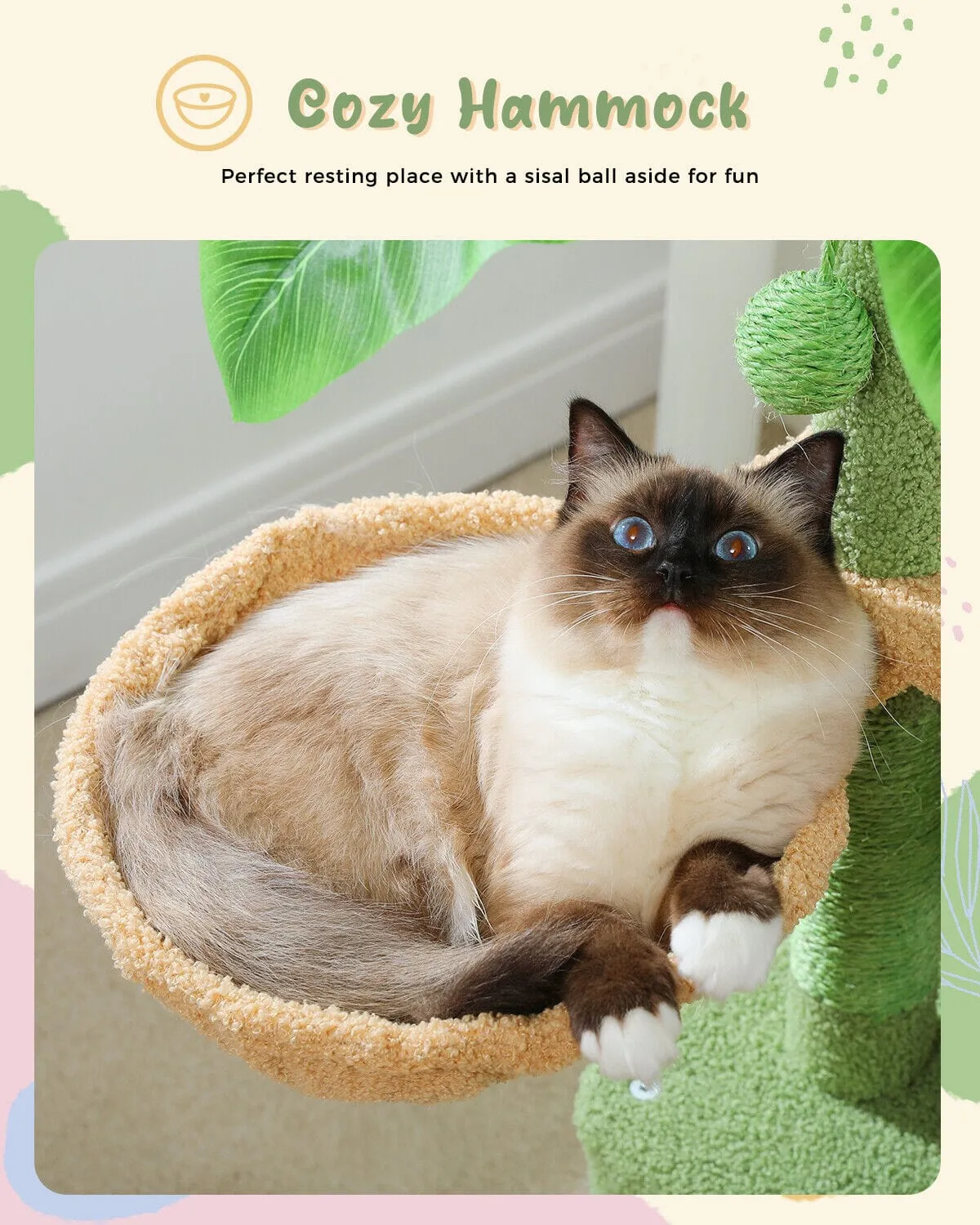 43.3" Tropical Cat Scratching Tree Condo