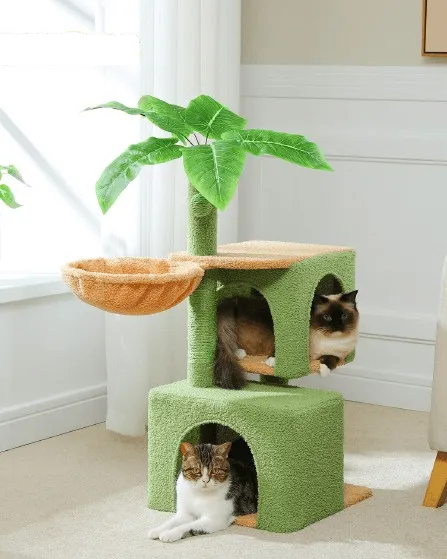 43.3" Tropical Cat Scratching Tree Condo