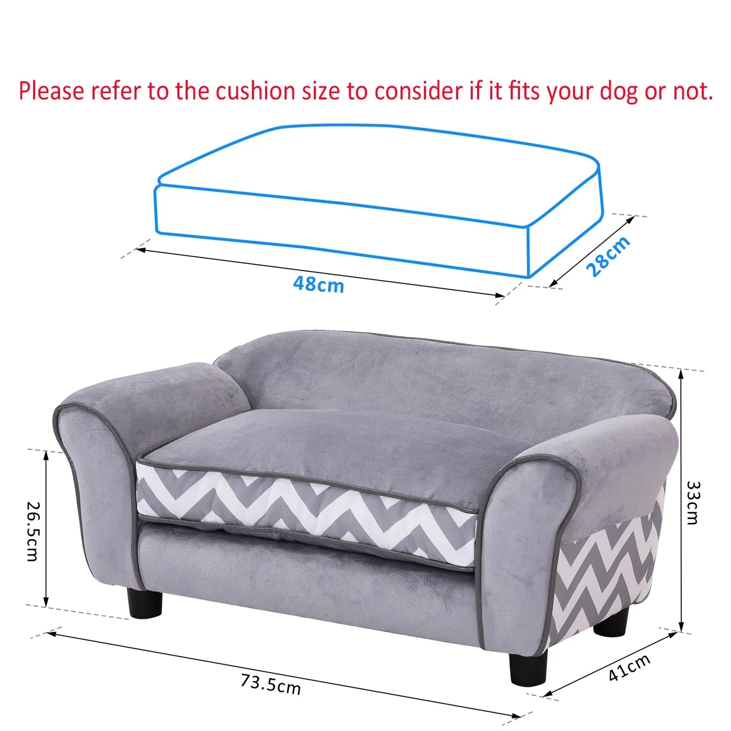 73.5Lx41Wx33H cm Pet Sofa-Grey