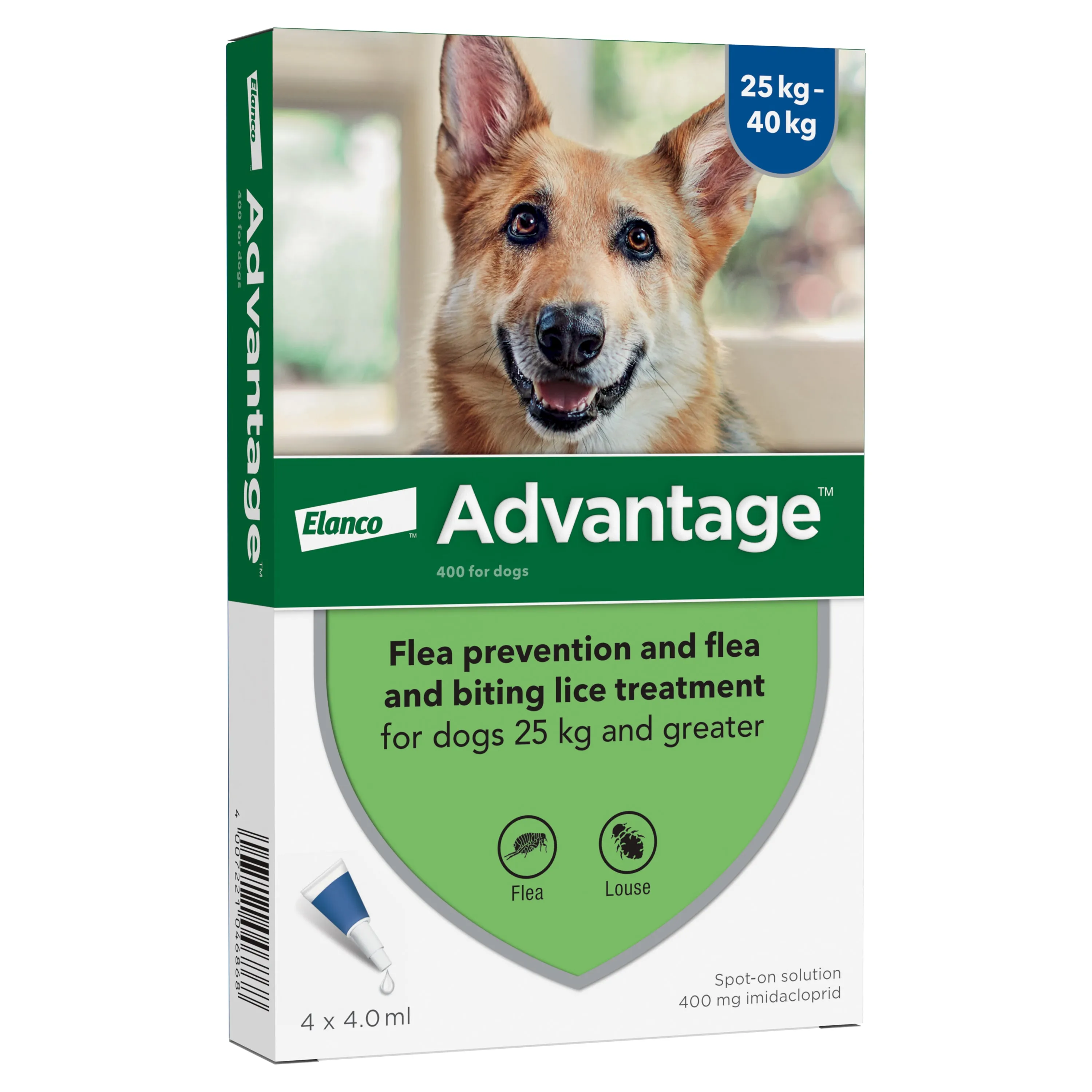 Advantage 400 Spot On Flea Control - Extra Large Dogs 25-40kg (4 Pipettes)