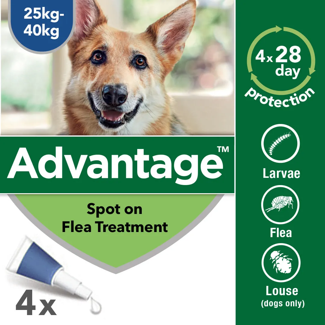 Advantage 400 Spot On Flea Control - Extra Large Dogs 25-40kg (4 Pipettes)
