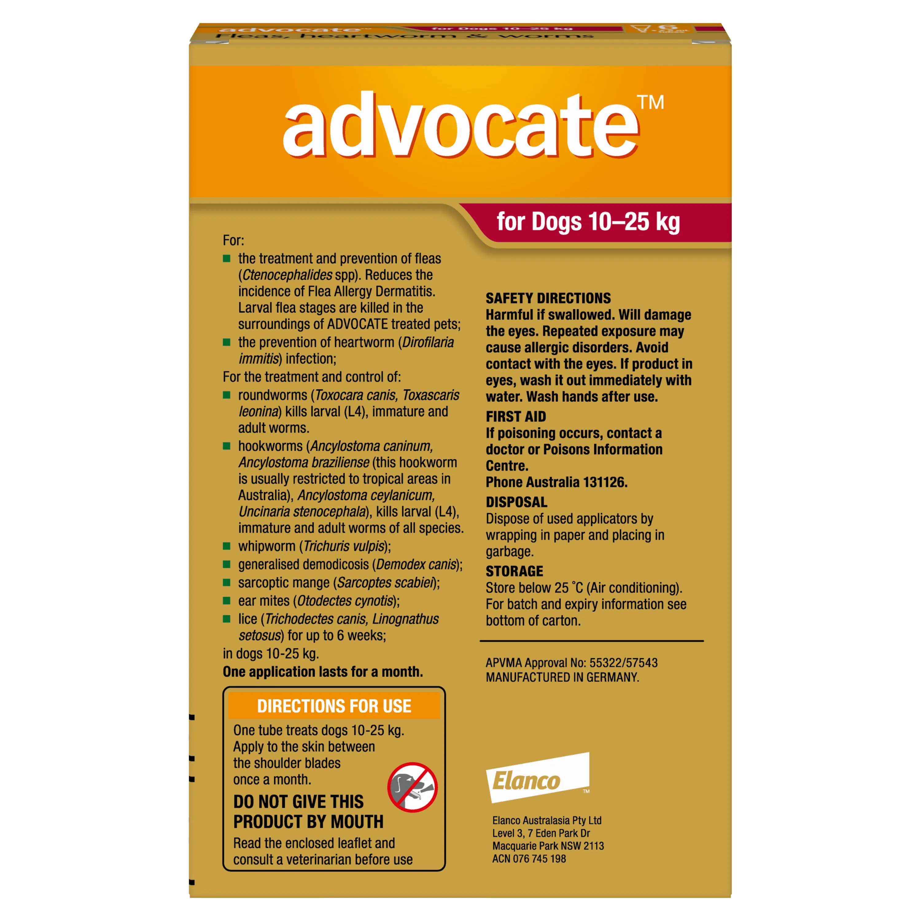 Advocate - Dog 10-25kg (6pk)
