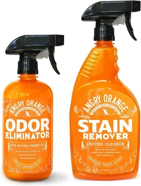 ANGRY ORANGE Pet Odor Eliminator & Enzyme Stain Remover  2-Pack Citrus Cleaner for Dog, Cat, and Small Animal Odor & Stains