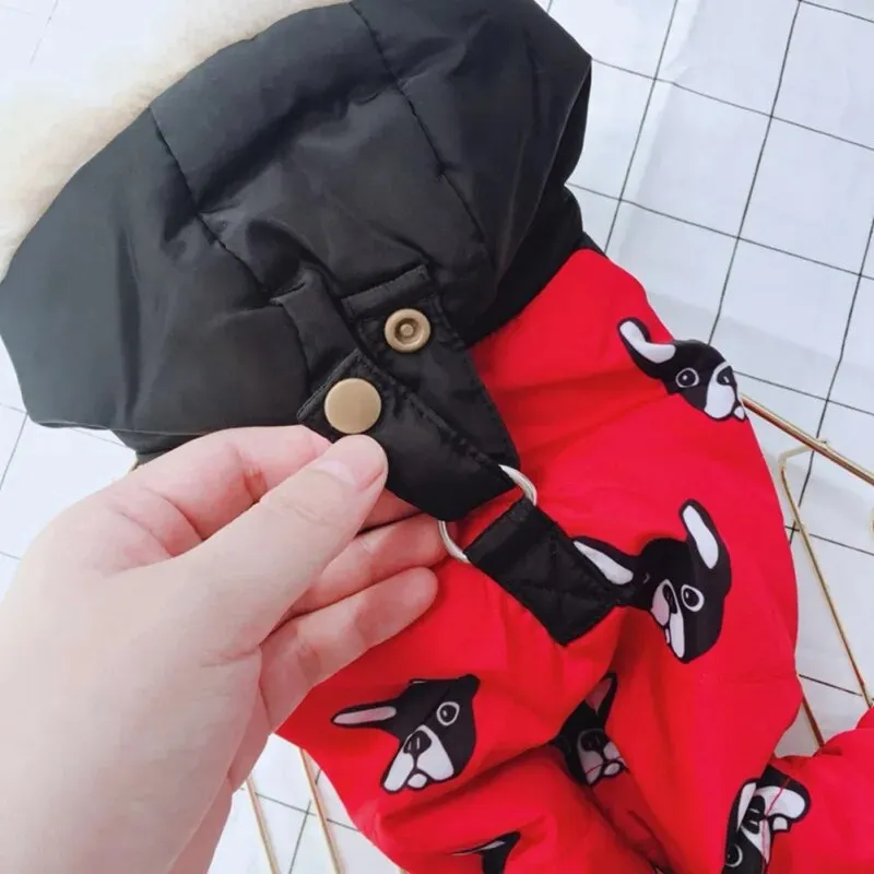 Autumn Winter Waterproof Hooded Dog Coat Jacket Four-legged Clothes
