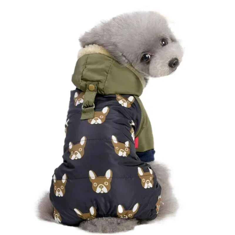 Autumn Winter Waterproof Hooded Dog Coat Jacket Four-legged Clothes