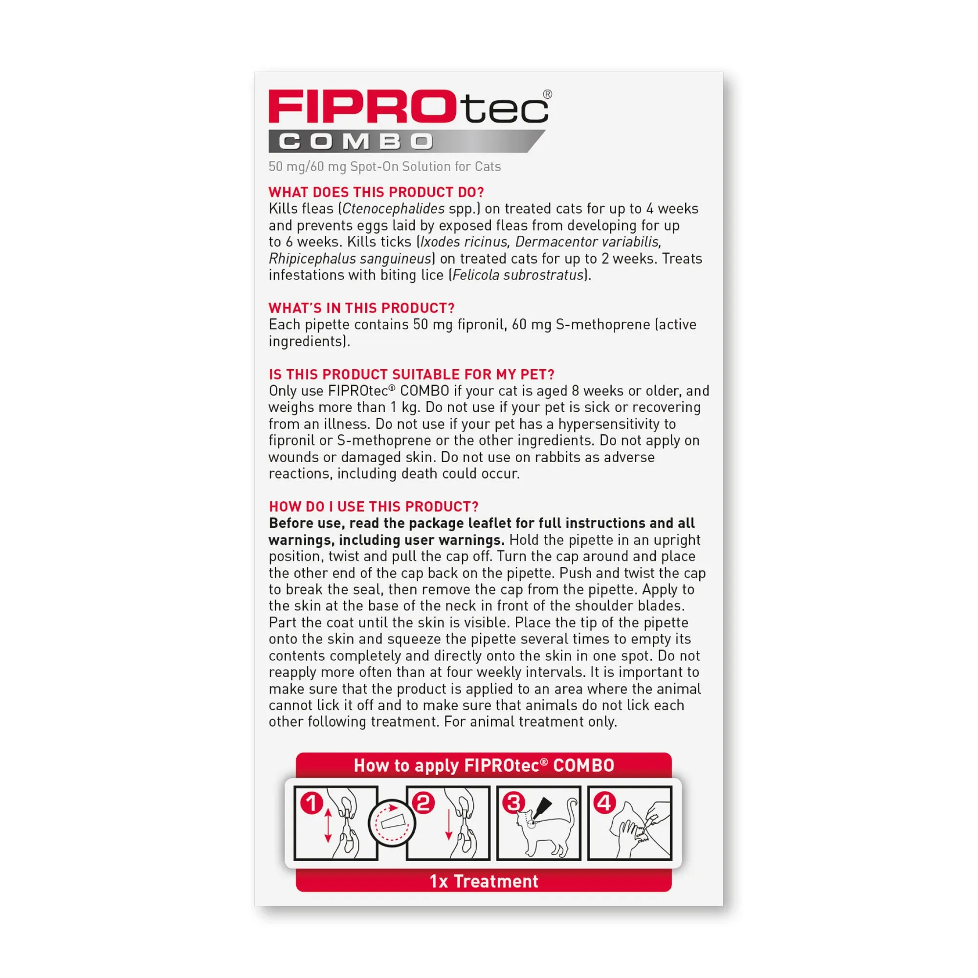 Beaphar FIPROtec® COMBO Flea & Tick Spot-On for Cats