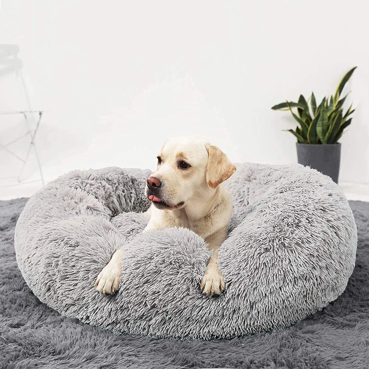 Calming Donut Dog Beds Cuddler, Dog Beds for Medium Large Dogs, Indoor Dog Calming Beds Large,30''