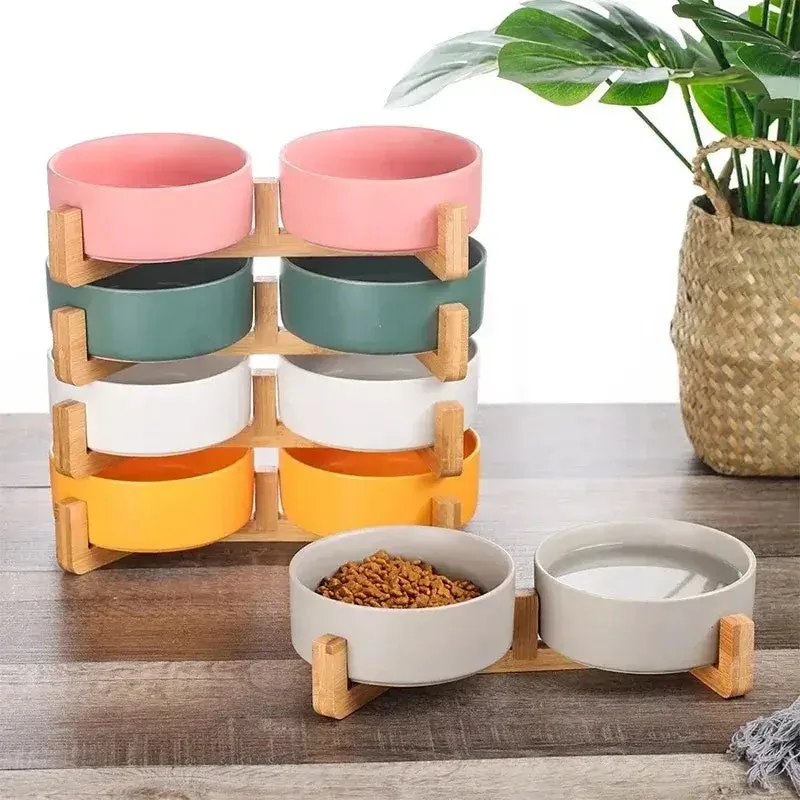 Cat Ceramic Food And Water Bowls (850ml) Medium Dog and Large Cats