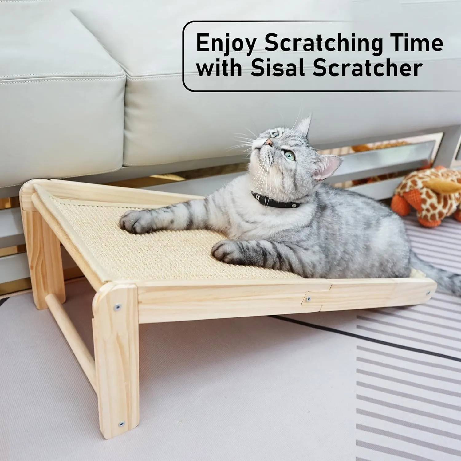 Cat Scratcher, Sisal Cat Scratching Ramp, L Shape Cat Scratcher for Indoor Cats, Durable Natural Sisal Cat Scratch Furniture Protector
