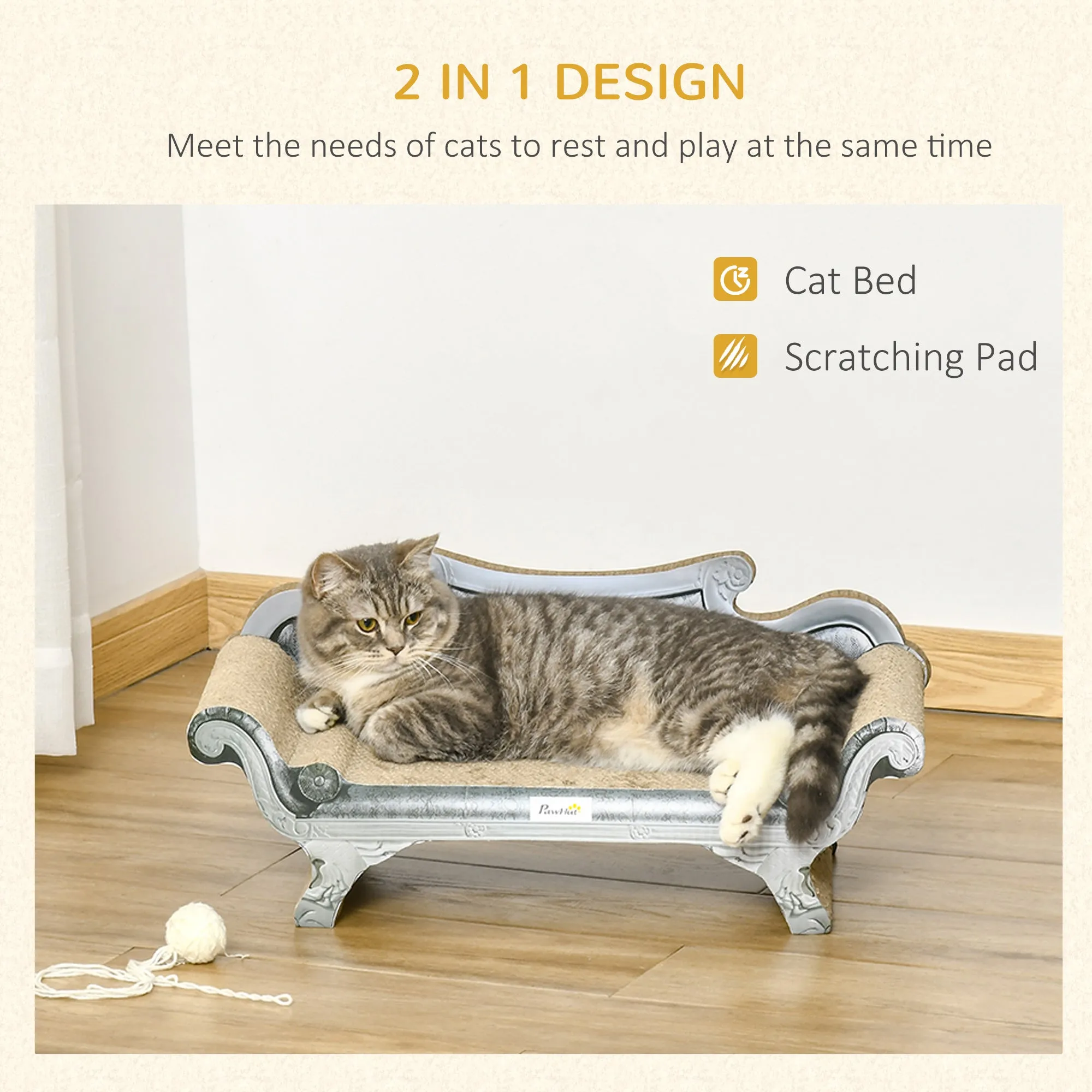 Cat Scratching Board with Catnip Cardboard Scratcher Lounger Bed 60 x 29 x 26.5cm