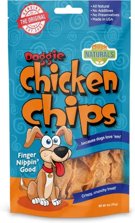 Chip's Naturals Doggie Chicken Chips Small 4 oz All Natural High Protein Low Calorie Healthy Dog Treats, Grain Free Gluten Free USDA Inspected & Approved Chicken Treat for Dogs, Pet Supplies