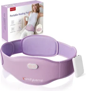 Comfytemp Portable Belly and Back Heating Pad for Period Cramps Pain Relief, Cordless Dual-Zone Menstrual Abdomen Waist Belt FSA HSA Eligible, Gift for Women Girl Mom, 3 Timer 3 Heat (No Massage)