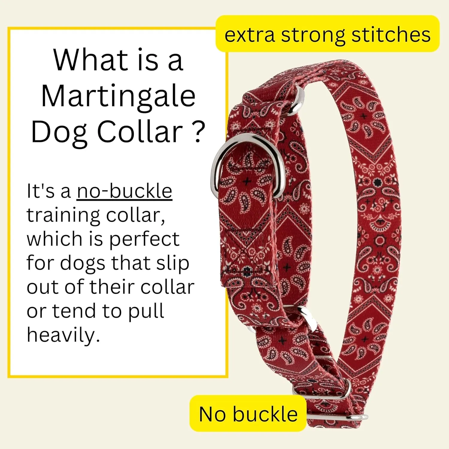 Country Brook Petz - Red Bandana Martingale Dog Collar - Country and Western Collection with 8 Rustic Designs (1 1/2 Inch, Large)