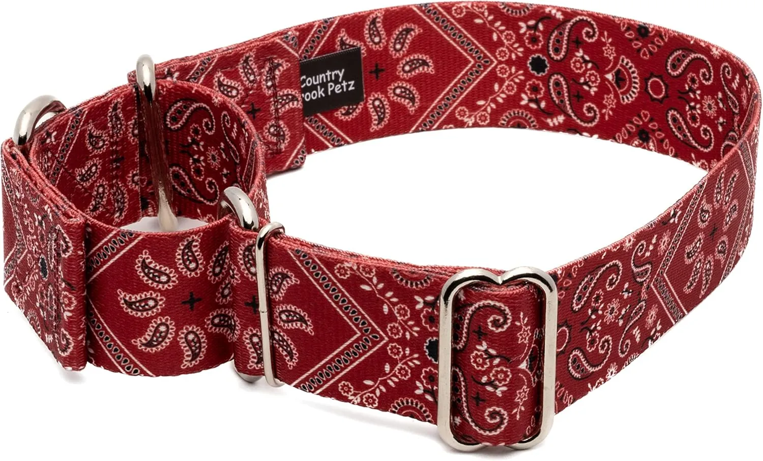 Country Brook Petz - Red Bandana Martingale Dog Collar - Country and Western Collection with 8 Rustic Designs (1 1/2 Inch, Large)