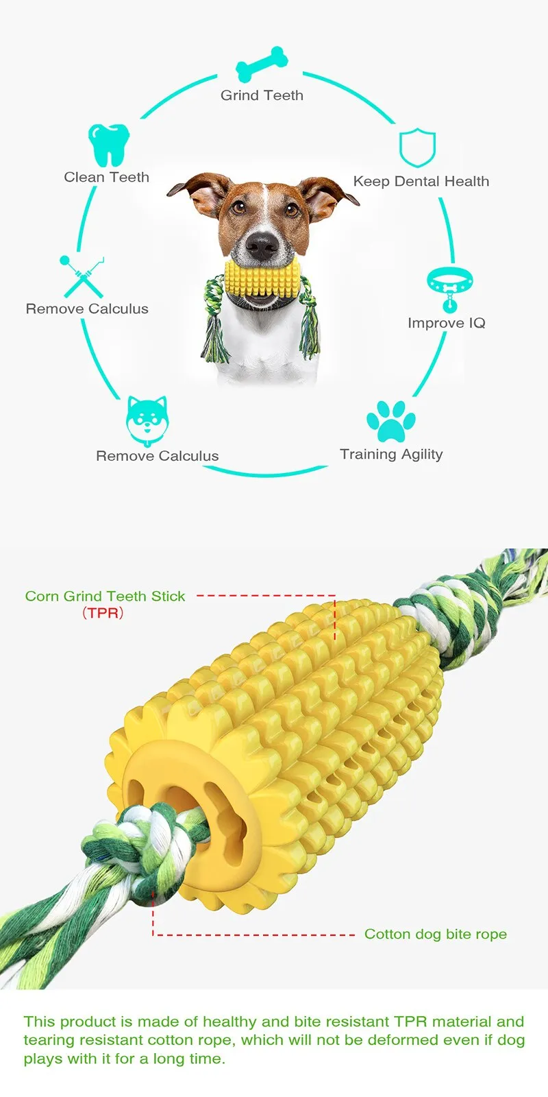 🐶Dog Chew Toys, Puppy Toothbrush Clean Teeth Interactive Corn Toys, Dog Toys Aggressive Chewers Small Meduium Large Dogs