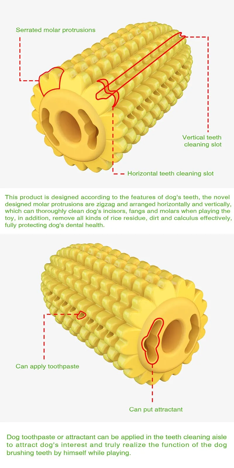 🐶Dog Chew Toys, Puppy Toothbrush Clean Teeth Interactive Corn Toys, Dog Toys Aggressive Chewers Small Meduium Large Dogs