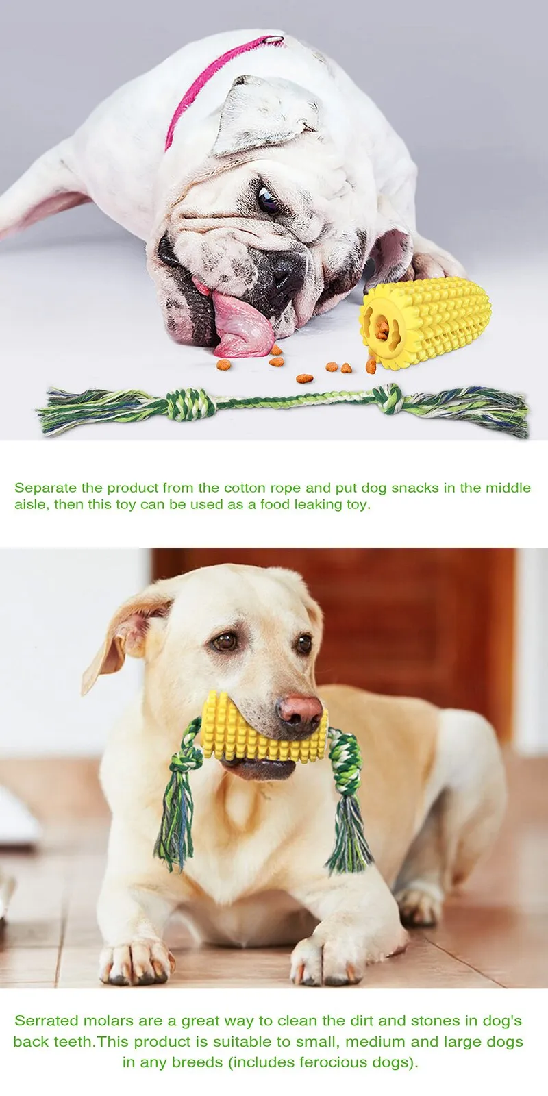 🐶Dog Chew Toys, Puppy Toothbrush Clean Teeth Interactive Corn Toys, Dog Toys Aggressive Chewers Small Meduium Large Dogs