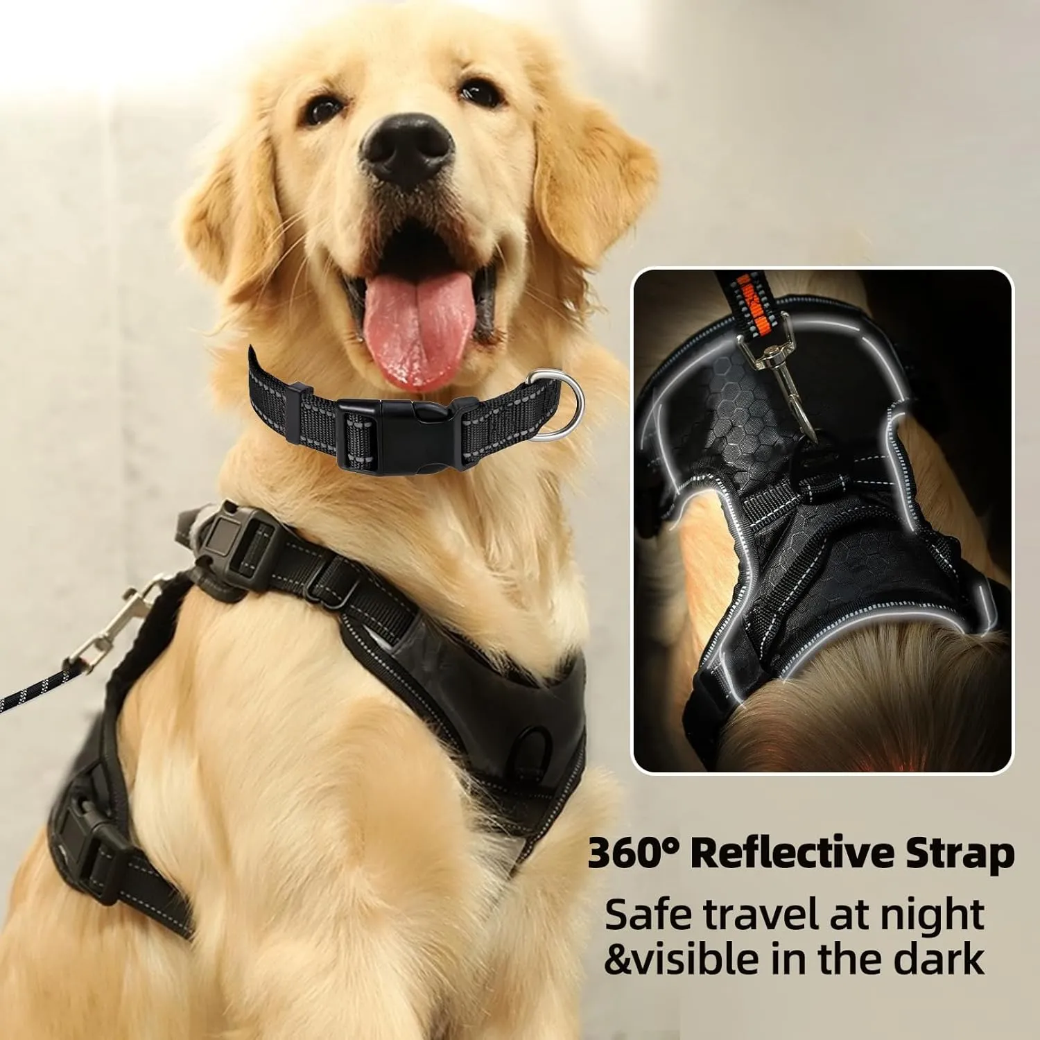 Dog Harness Set, No Pull Dog Vest Harness and 5ft Leash & Collar for Small Medium Sized Large Dog Cat,Adjustable Soft Nylon Padded Dog Vest Reflective Front Clip Vest with Easy Handle -Blue S