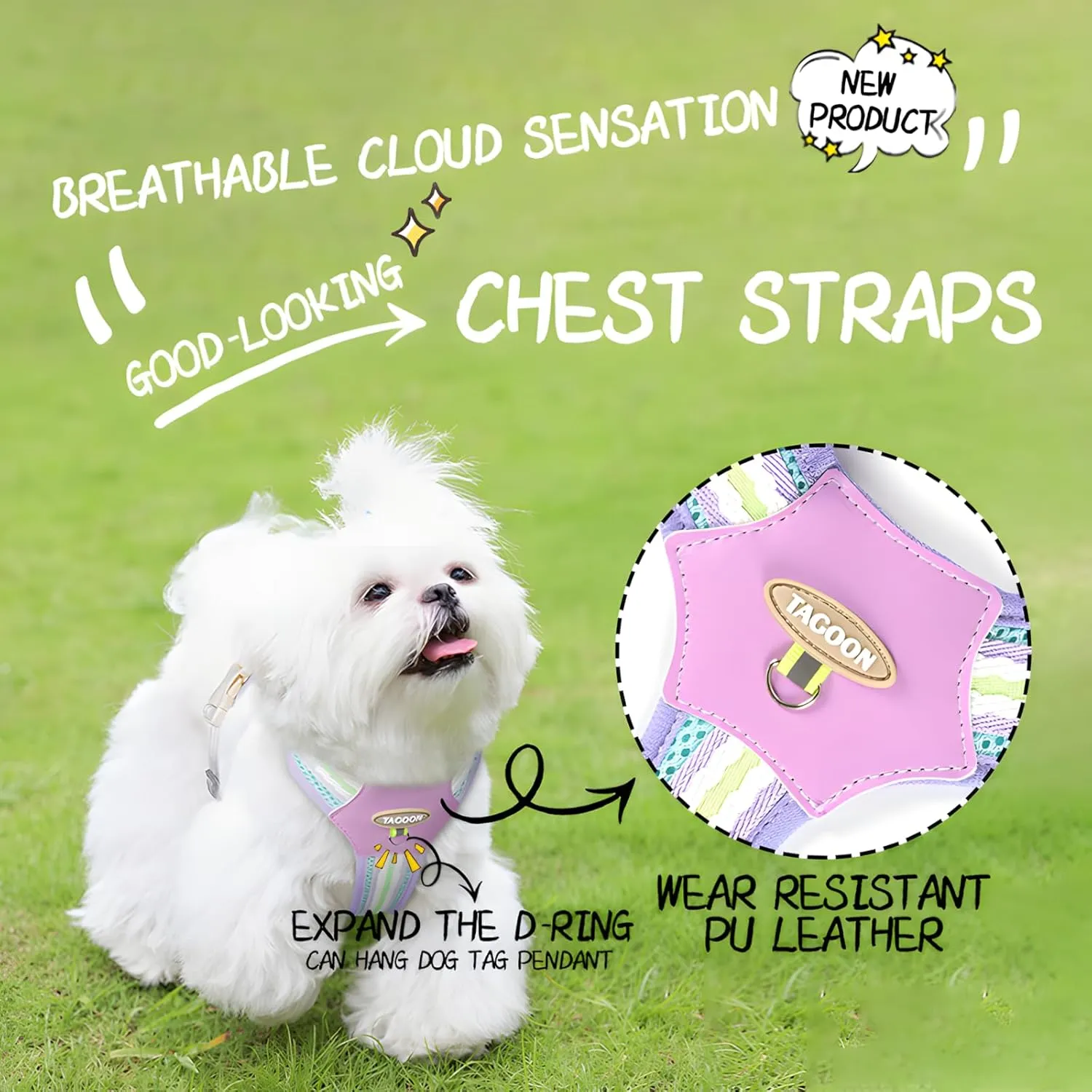 Dog Harness with Reflective Strips & Breathable Mesh - No-Pull Vest for Small Dogs, Step-in Design Includes Leash