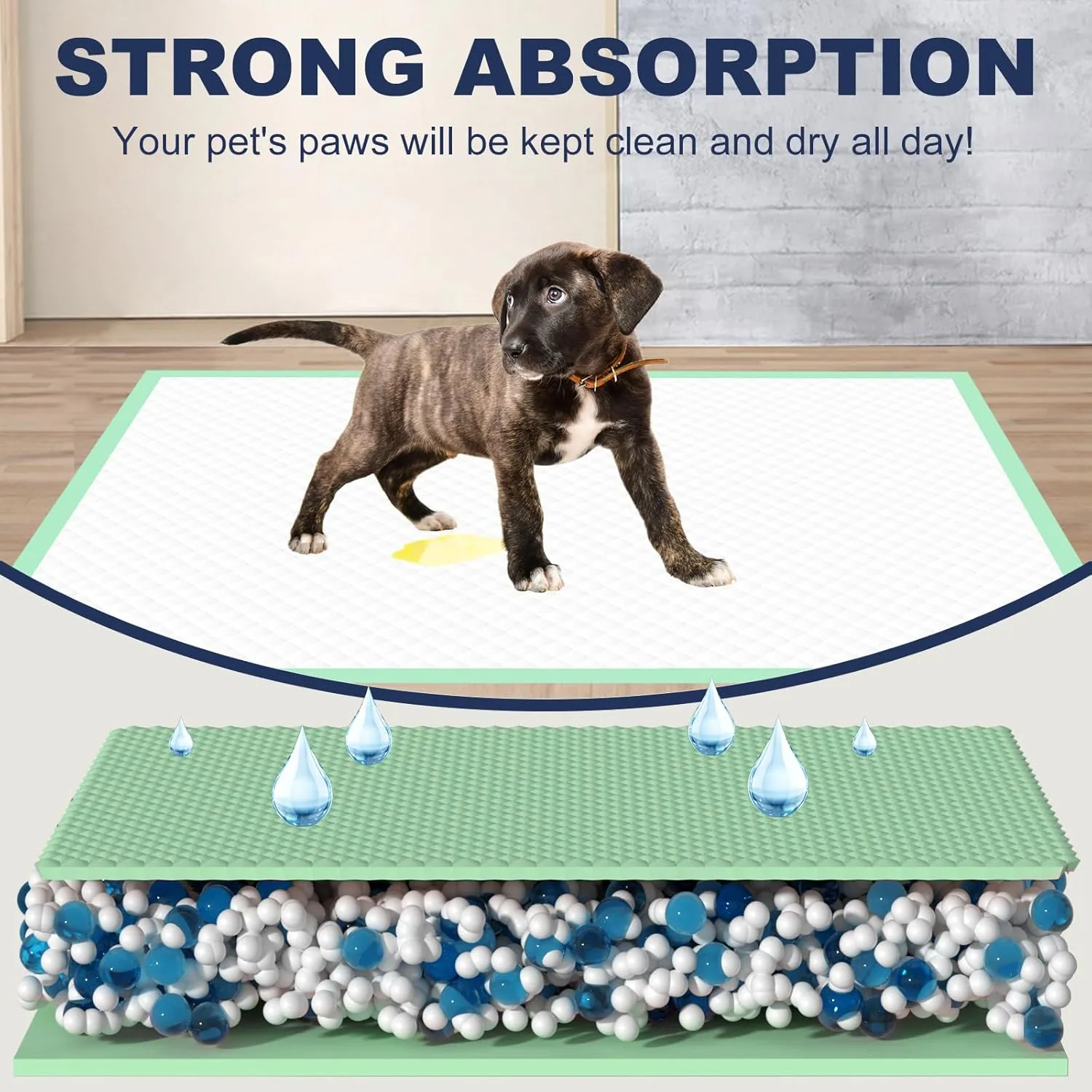 Dog Pee Pads Extra Large - 30" x 36", 25 Count, Heavy Duty XXL Puppy Pads, Unscented Green, Super Absorbent & Leak-Proof