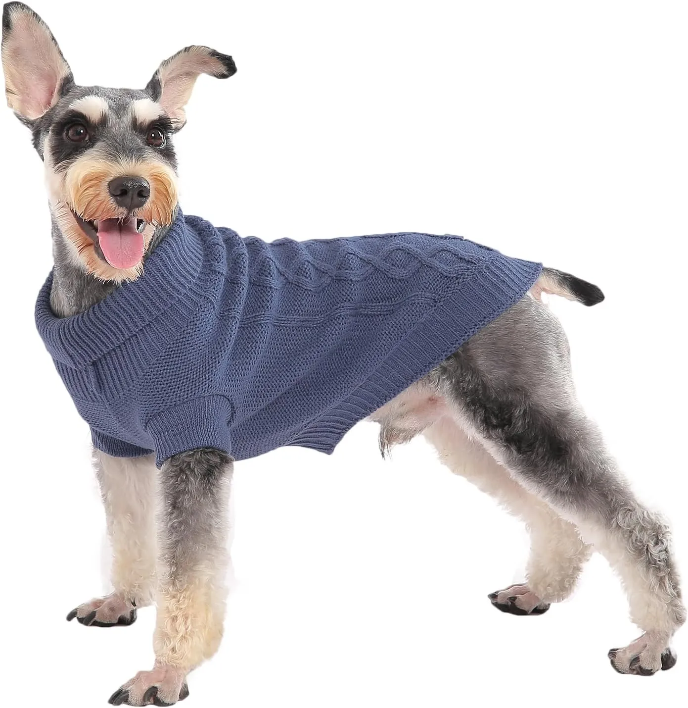 Dog Pullover Sweater, Cold Weather Cable Knitwear, Warm Clothes for Chihuahua, Bulldog, Dachshund, Pug, Yorkie,Dog Outfits for Small Dogs Medium Dogs (Dark Blue XS)