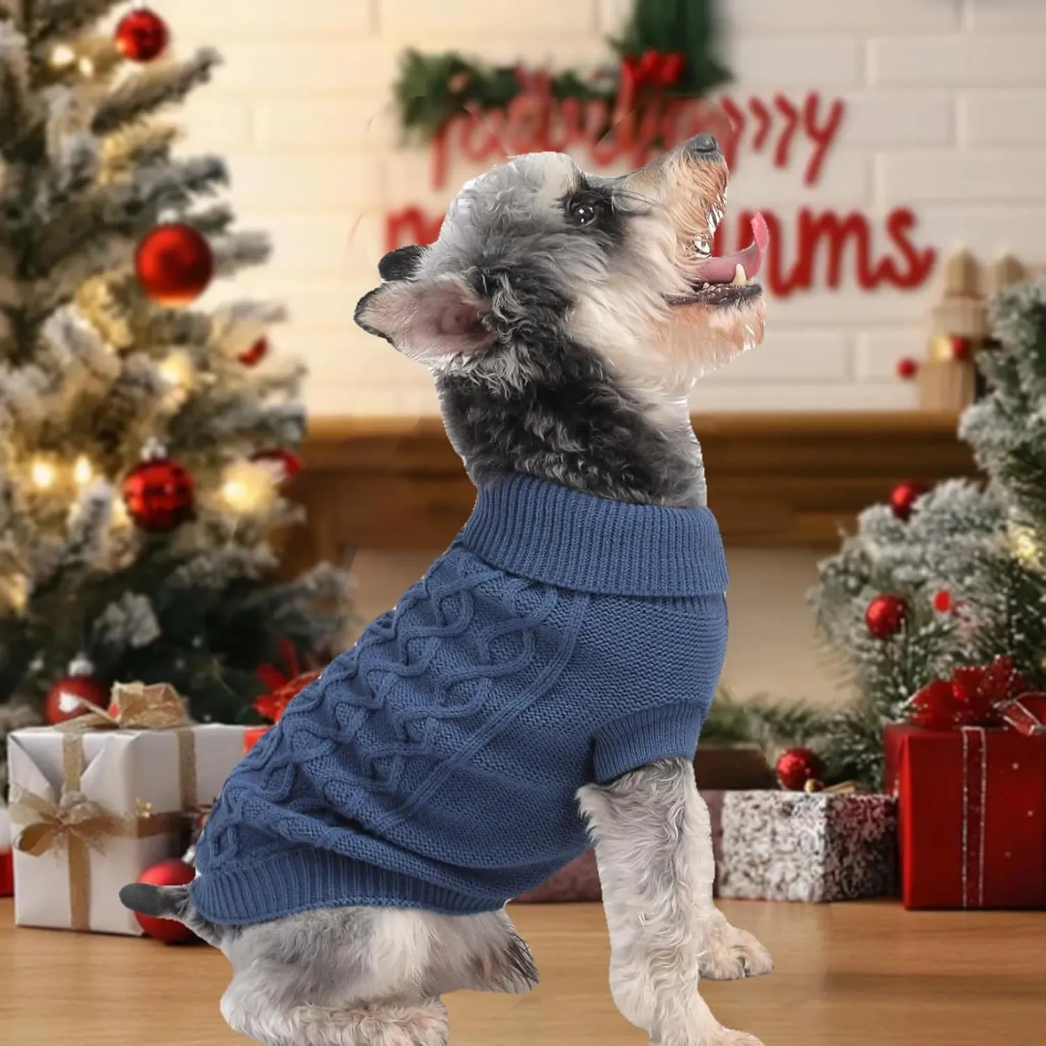 Dog Pullover Sweater, Cold Weather Cable Knitwear, Warm Clothes for Chihuahua, Bulldog, Dachshund, Pug, Yorkie,Dog Outfits for Small Dogs Medium Dogs (Dark Blue XS)