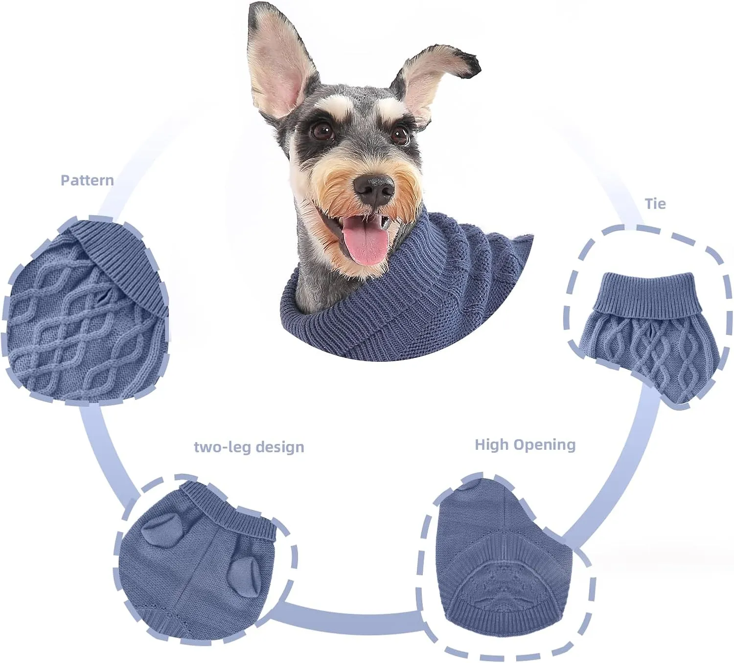 Dog Pullover Sweater, Cold Weather Cable Knitwear, Warm Clothes for Chihuahua, Bulldog, Dachshund, Pug, Yorkie,Dog Outfits for Small Dogs Medium Dogs (Dark Blue XS)