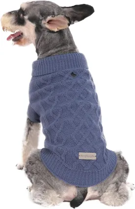 Dog Pullover Sweater, Cold Weather Cable Knitwear, Warm Clothes for Chihuahua, Bulldog, Dachshund, Pug, Yorkie,Dog Outfits for Small Dogs Medium Dogs (Dark Blue XS)