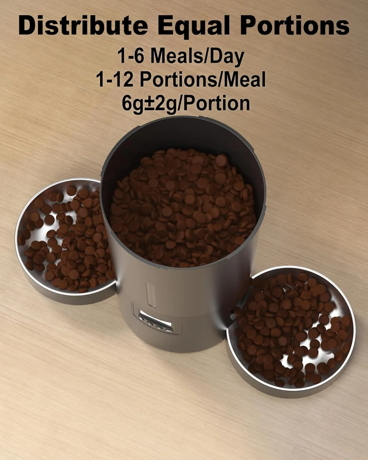 Dual Automatic Cat Feeder 2 Cats,6 Meals/Day,12 Portions/Meal,4.2L Dual Power Double Bowls Feeder,Dry Food Auto Pet Dispenser,10S Voice Record,Flexible Schedule Timer (Black,Basic Dual Bowls)