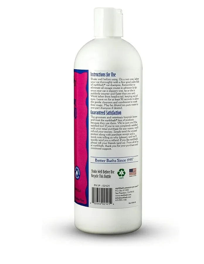 EARTHBATH Wild Cherry 2-in-1 Cat Conditioning Shampoo – Gentle, Cruelty-Free, Made in USA | Safe Kitty Shampoo & Conditioner | 16 Oz