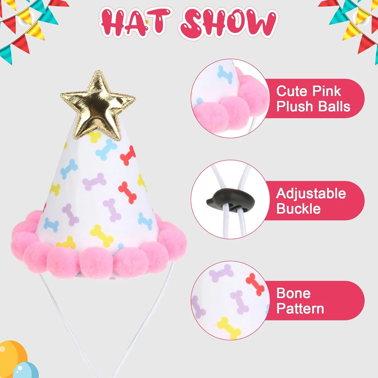 EXPAWLORER Dog Birthday Outfit - Cute Hat Bandana Scarf and Squeaky Cake Dog Toy for Birthday Party Supplies Gift, Great Party Decorations for Small Medium Large Dogs Girl Pink