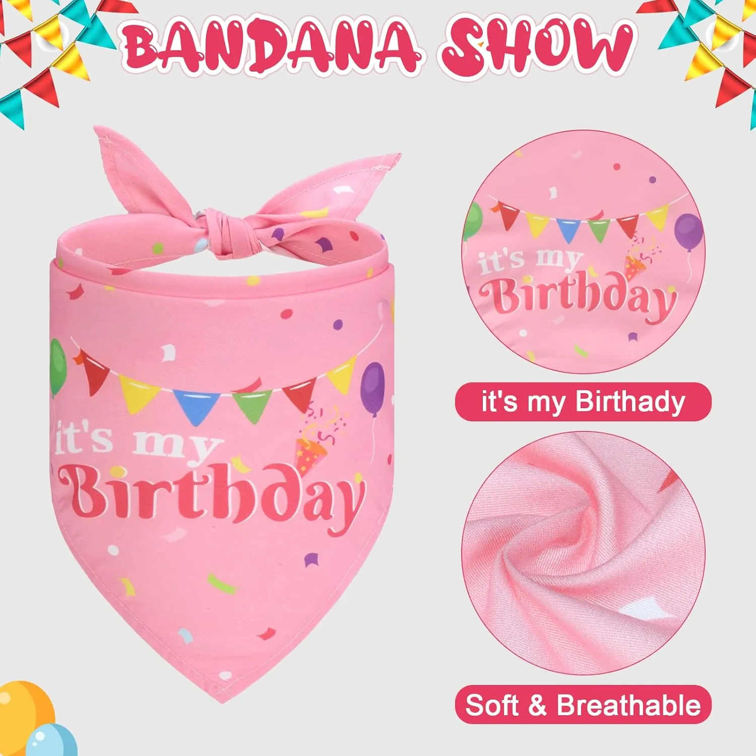 EXPAWLORER Dog Birthday Outfit - Cute Hat Bandana Scarf and Squeaky Cake Dog Toy for Birthday Party Supplies Gift, Great Party Decorations for Small Medium Large Dogs Girl Pink