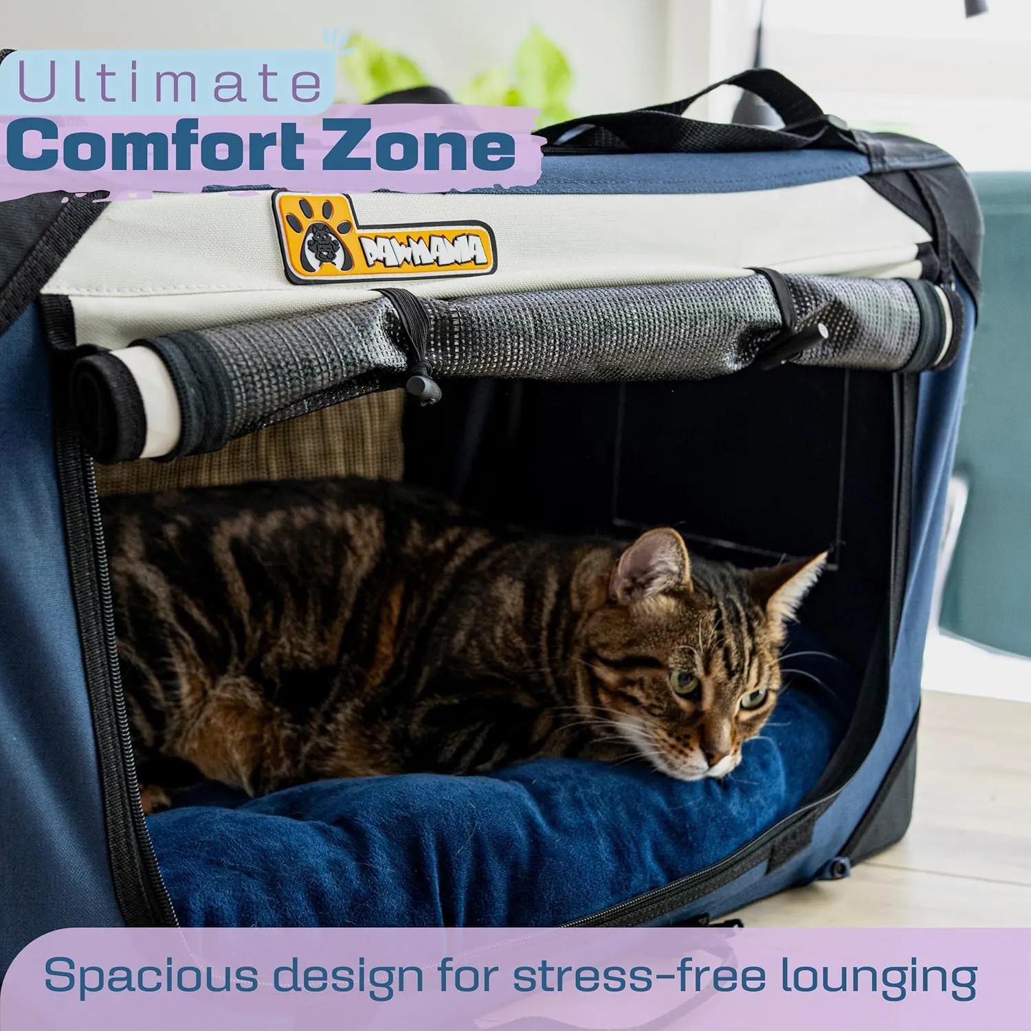 Extra Large Pet Carrier 20"x13"x13" Foldable Soft Sided Dog Travel Crate with Cushion Portable Cat Crate with Mesh Sides Scratchproof Pet Carrier for Car with Top Side Front Entry Lightweight Design