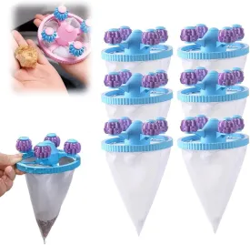 Floating Hair Filtering Mesh Removal, 2025 Upgraded Lint Catcher for Washing Machine Cleaning Mesh Bag, Reusable Laundry Pet Hair Catcher Pet Dog Cat Hair Remover for Laundry (Blue-6pc, 3.7 * 6.1in)