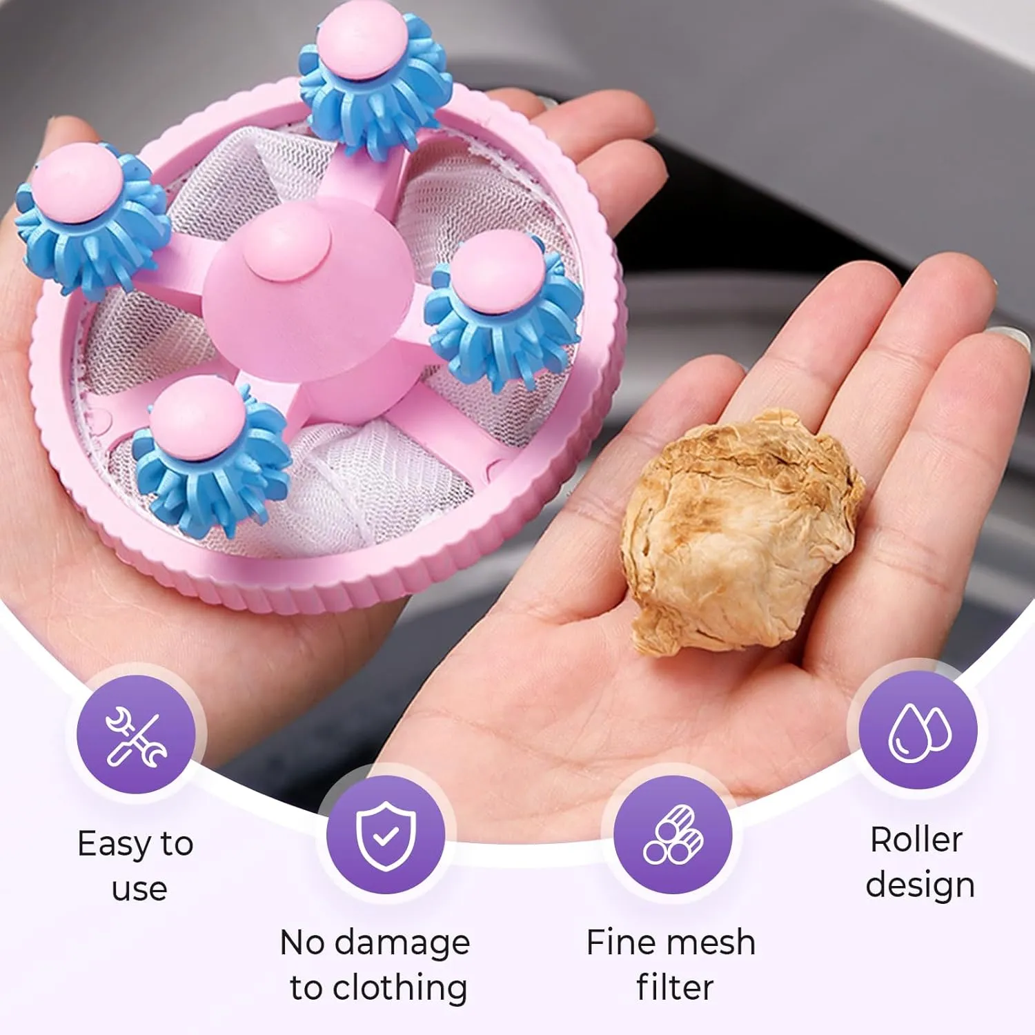 Floating Hair Filtering Mesh Removal, 2025 Upgraded Lint Catcher for Washing Machine Cleaning Mesh Bag, Reusable Laundry Pet Hair Catcher Pet Dog Cat Hair Remover for Laundry (Blue-6pc, 3.7 * 6.1in)