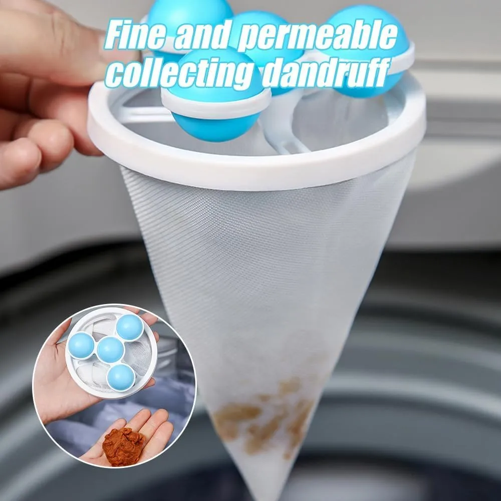Floating Hair Filtering Mesh Removal, 2025 Upgraded Lint Catcher for Washing Machine Cleaning Mesh Bag, Reusable Laundry Pet Hair Catcher Pet Dog Cat Hair Remover for Laundry (Purple, 6pcs)
