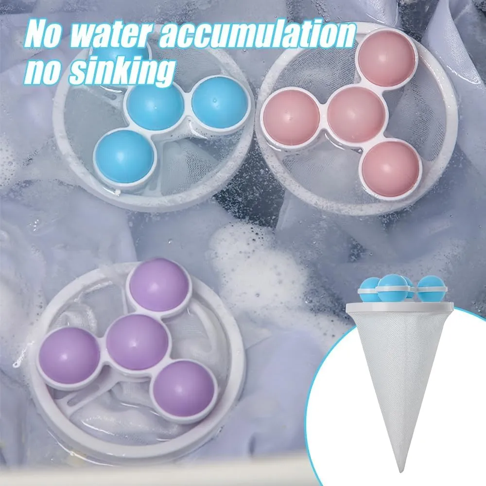 Floating Hair Filtering Mesh Removal, 2025 Upgraded Lint Catcher for Washing Machine Cleaning Mesh Bag, Reusable Laundry Pet Hair Catcher Pet Dog Cat Hair Remover for Laundry (Purple, 6pcs)