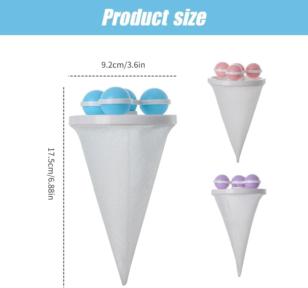 Floating Hair Filtering Mesh Removal, 2025 Upgraded Lint Catcher for Washing Machine Cleaning Mesh Bag, Reusable Laundry Pet Hair Catcher Pet Dog Cat Hair Remover for Laundry (Purple, 6pcs)