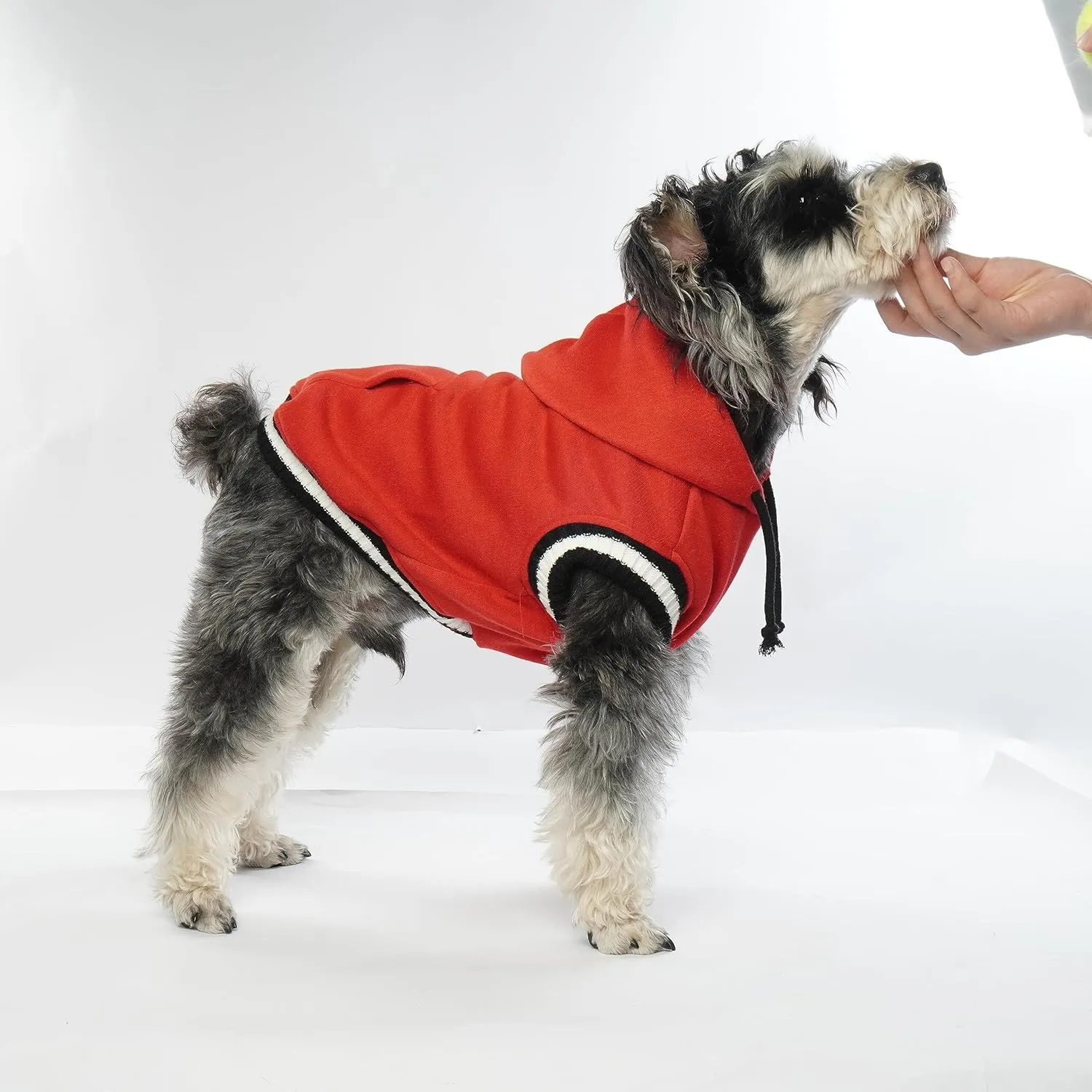 FUAMEY Dog Hoodie, Winter Dog Fleece Sweatshirt, Warm Pet Pullover with Pocket, Soft, Red, XXS-L